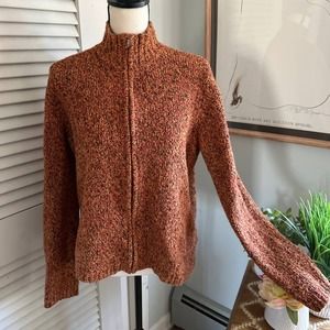 JONES NEW YORK Womens Burnt Orange Full Zip Mock Neck Long Sleeve Sweater | L